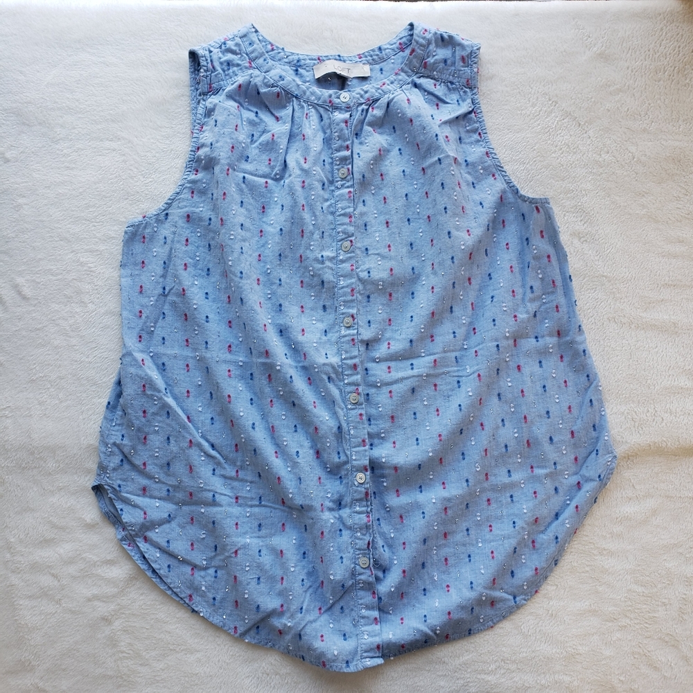 LOFT Shimmer Clip Dot Sleeveless Shirt Size M